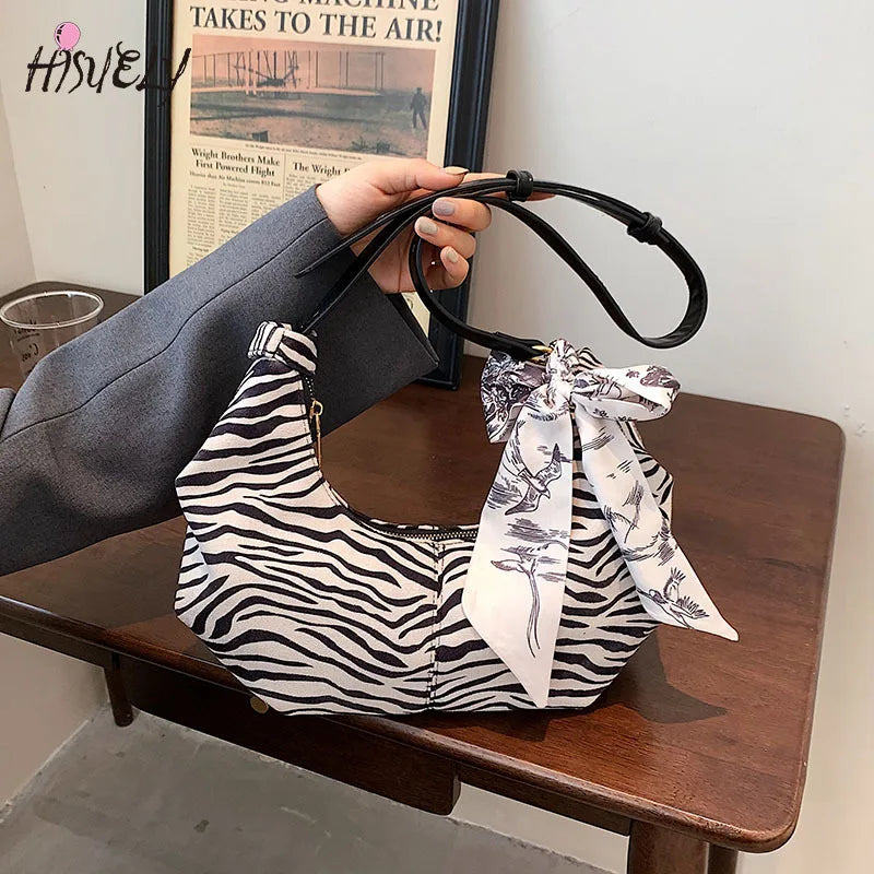 Leopard Print Silk Scarf Bow Handbag Vintage Small Purse