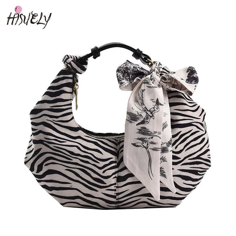 Leopard Print Silk Scarf Bow Handbag Vintage Small Purse