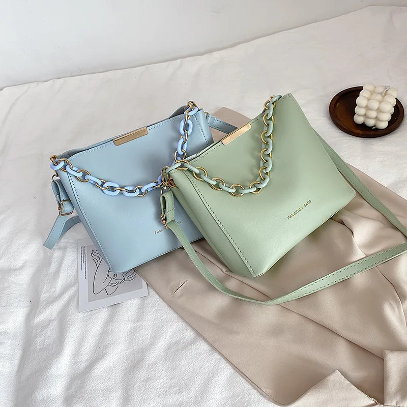 Chain Top-handle Shoulder Bag for Women Crossbody Tote Bucket Handbags