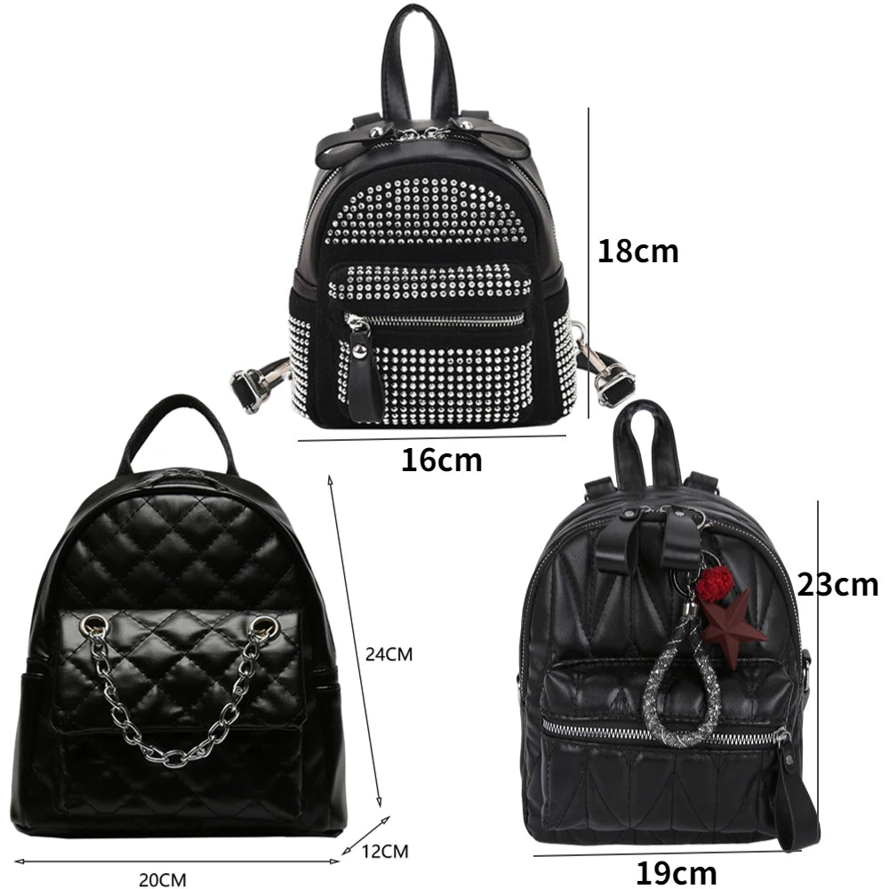 Women Mini Backpack Rhinestone Shoulder Bag School Travel Bagpack Handbags