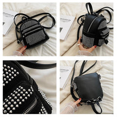 Women Mini Backpack Rhinestone Shoulder Bag School Travel Bagpack Handbags