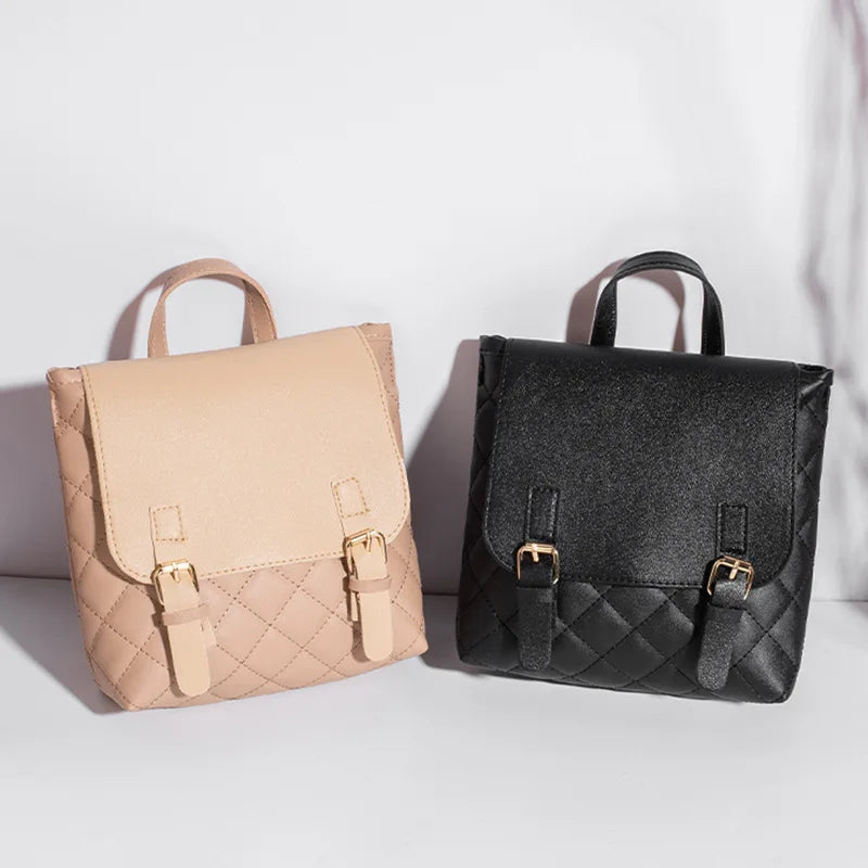Women Small Backpack PU Leather Shoulder Bag Casual Daypack Female School Backpa