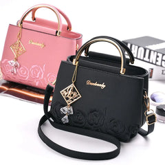 Embroidery PU Leather Shoulder Bag Women's Handbag