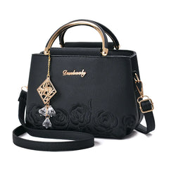 Embroidery PU Leather Shoulder Bag Women's Handbag