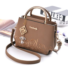 Embroidery PU Leather Shoulder Bag Women's Handbag