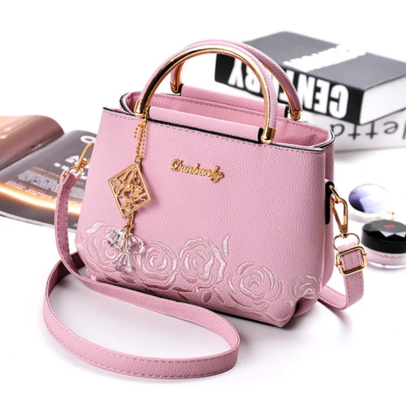 Women Small Bag Embroidery Flower Shoulder Bag Handbag