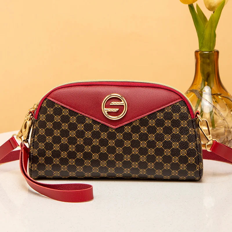Women Small Bag Contrast PU Leather Clutch Purse Shoulder Messenger