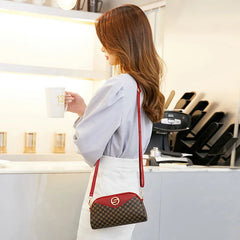 Women Small Bag Contrast PU Leather Clutch Purse Shoulder Messenger