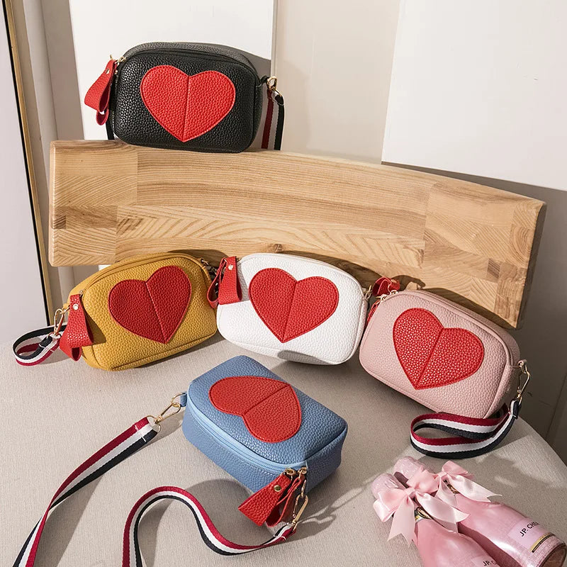 Women Small Bag Pu Mini Crossbody Bag Female Heart Shape Messenger Shoulder Bag