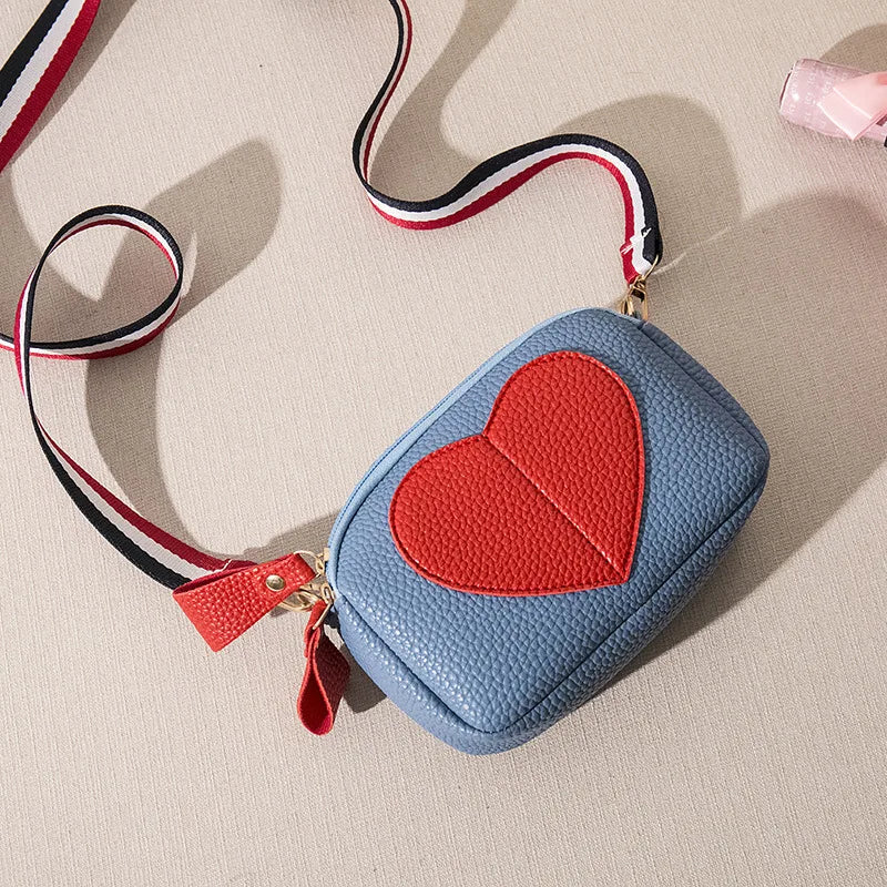 Women Small Bag Pu Mini Crossbody Bag Female Heart Shape Messenger Shoulder Bag
