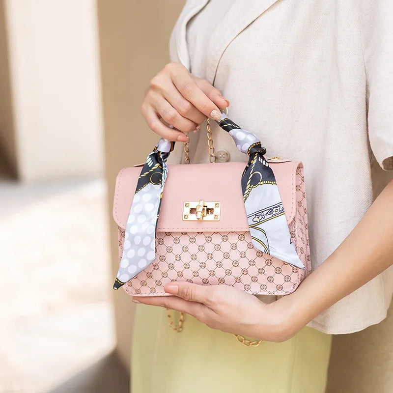 Women Small Bag Scarft Famous Mini Square Messenger Crossbody Side Purse