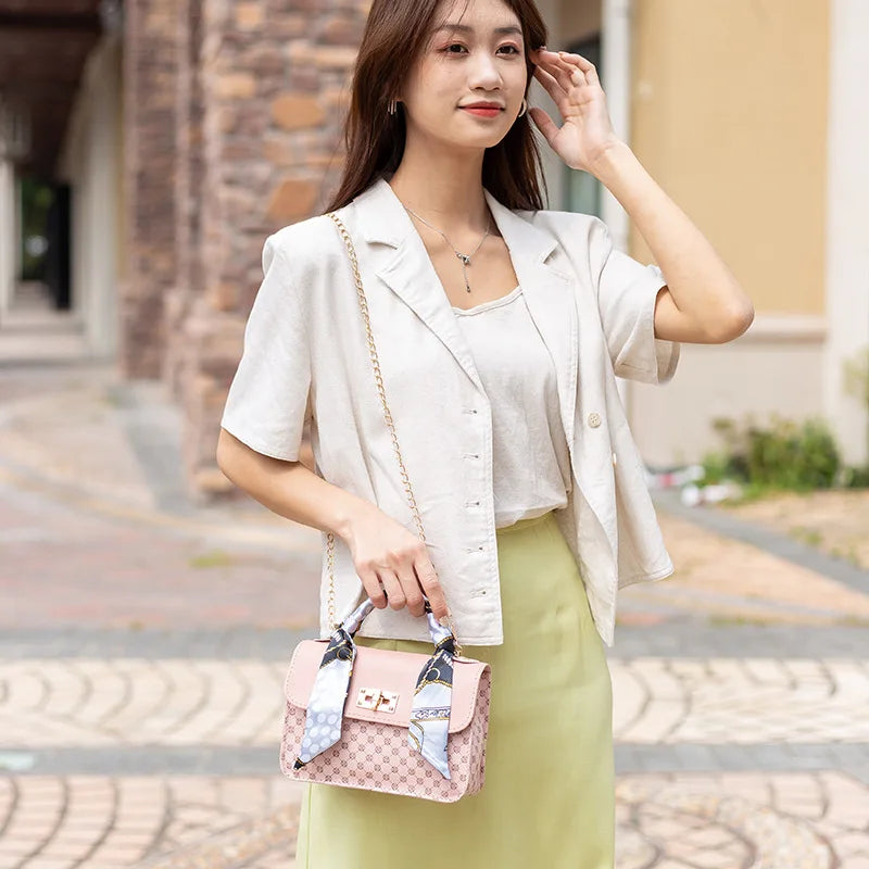 Women Small Bag Scarft Famous Mini Square Messenger Crossbody Side Purse