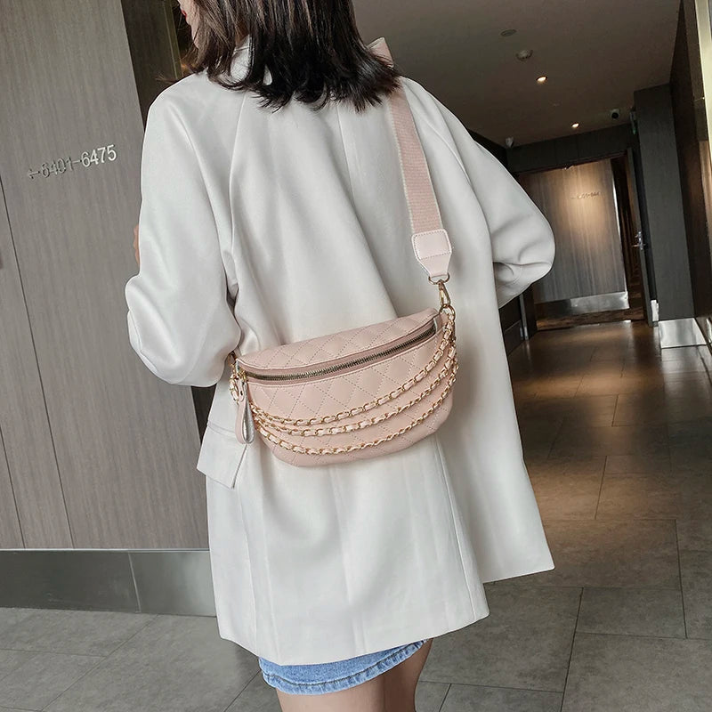 Women Crossbody Bag Leather Shoulder Handbag Chain Strap