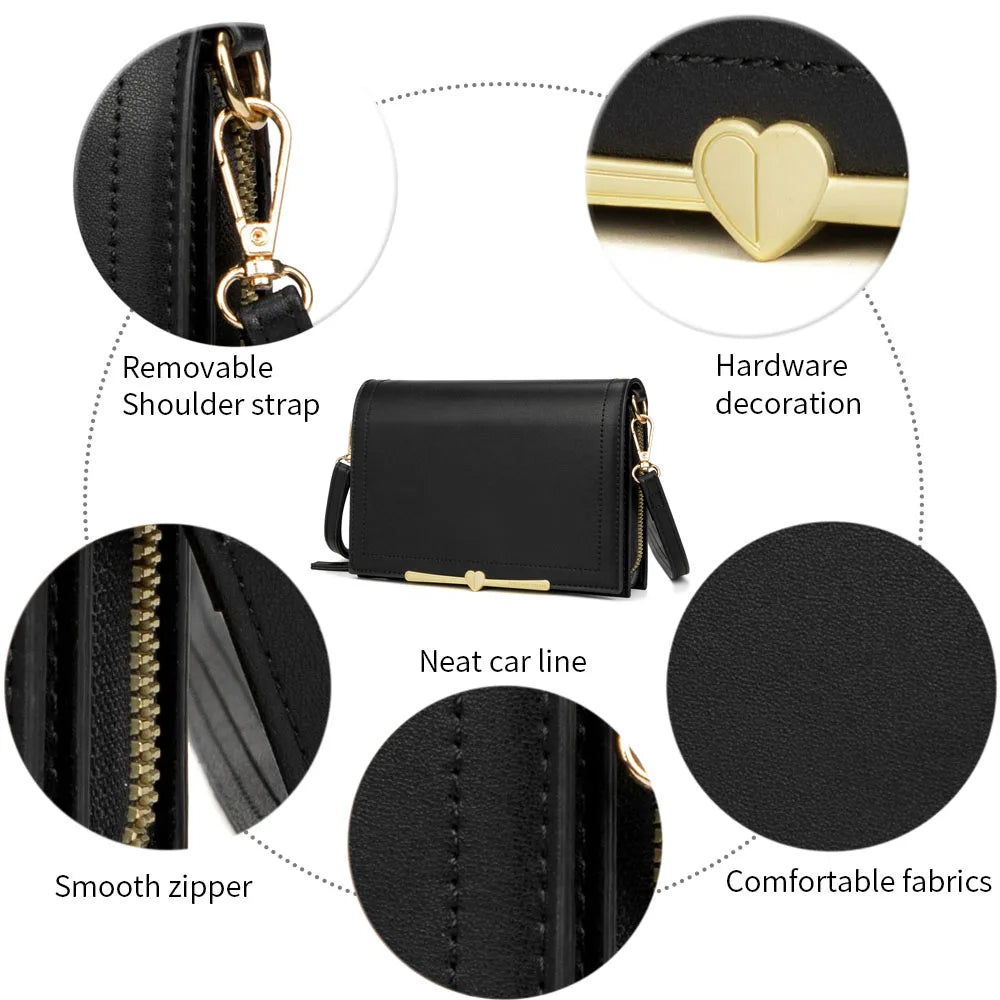 Women Small Crossbody Cell Phone Bag PU Leather Messenger Shoulder Bag