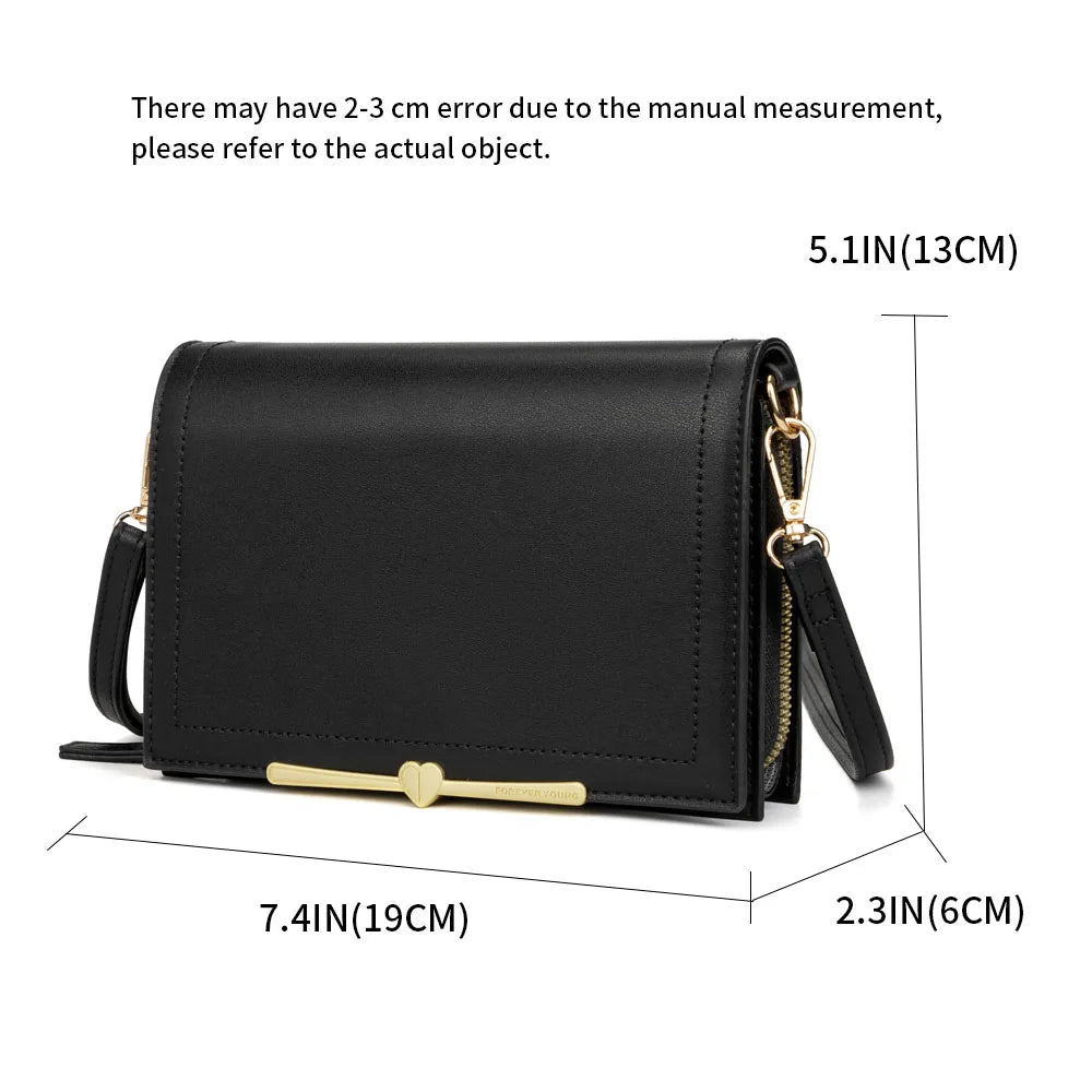 Women Small Crossbody Cell Phone Bag PU Leather Messenger Shoulder Bag