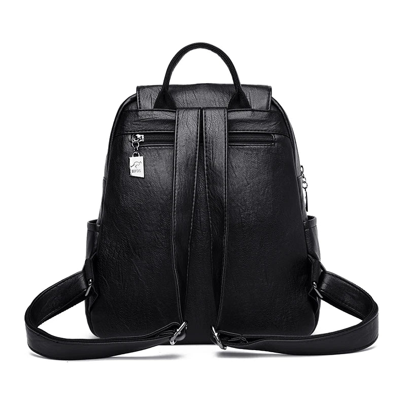 Women Soft Leather Backpacks High Vintage Bagpack Sac School Bags For Girls
