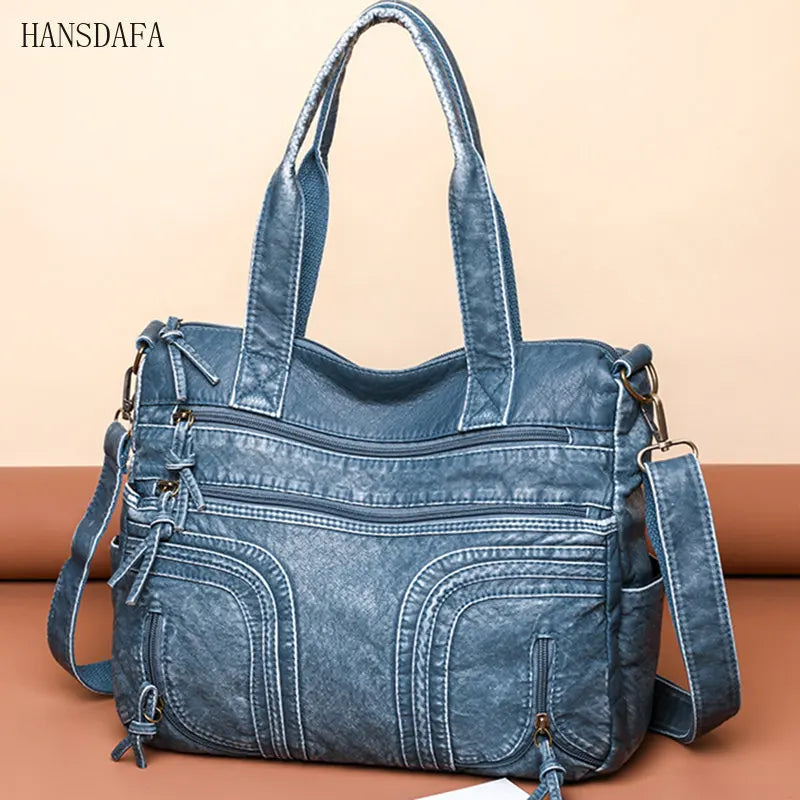 Women Soft PU Leather Handbag Multi-compartment Shoulder Crossbody Bags