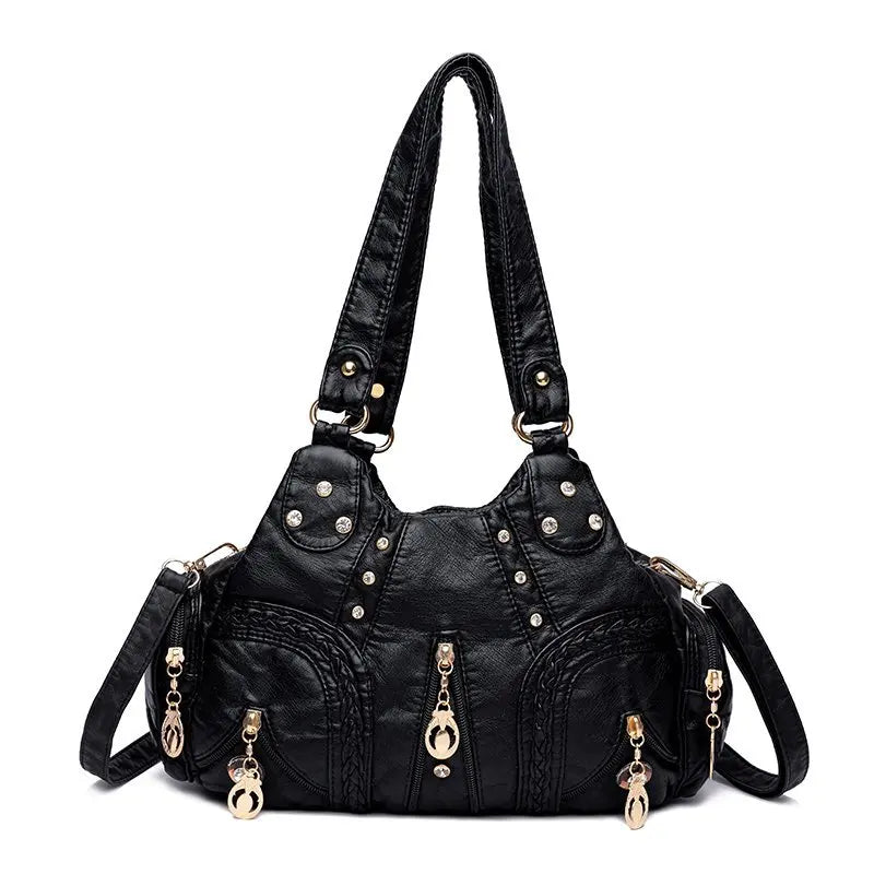 Women Soft PU Leather Handbags High Ladies Tote Bag Vintage Messenger Bag