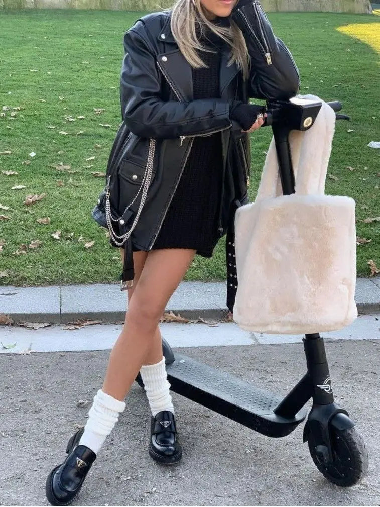 Soft Plush Faux Fur Hand Bag Shopper Bag