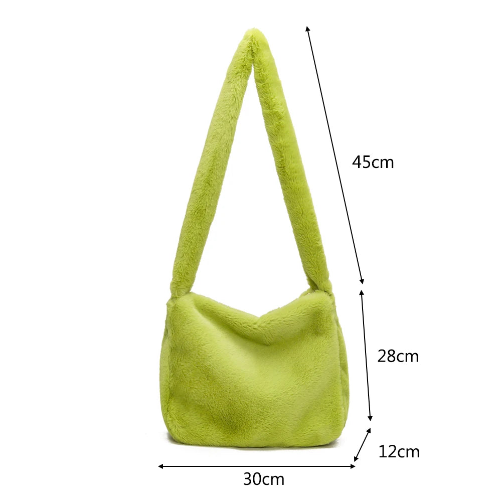 Soft Warm Plush Handbags Female Fluffy Shoulder Bags