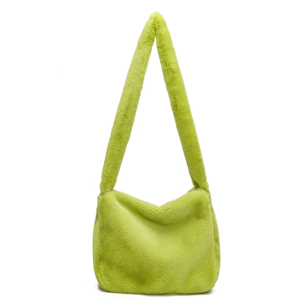 Soft Warm Plush Handbags Female Fluffy Shoulder Bags