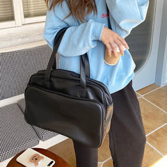 Women Solid Shoulder Bags PU Leather Large Capacity All-match Students Casual Ha