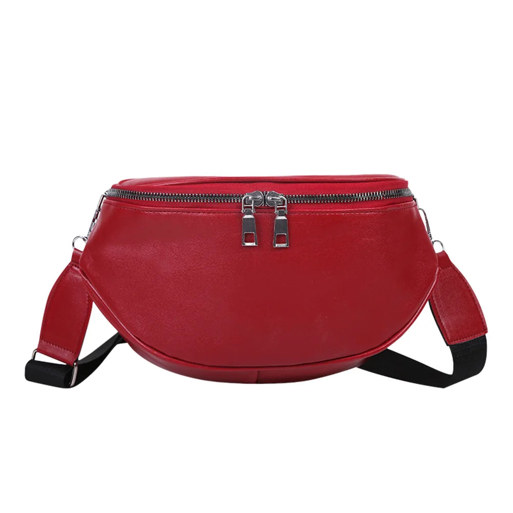 Vintage Leather Shoulder Bag for Women, Zipper Travel Handbag