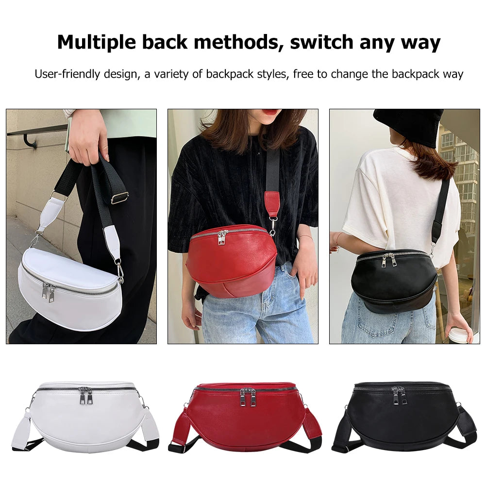 Vintage Leather Shoulder Bag for Women, Zipper Travel Handbag