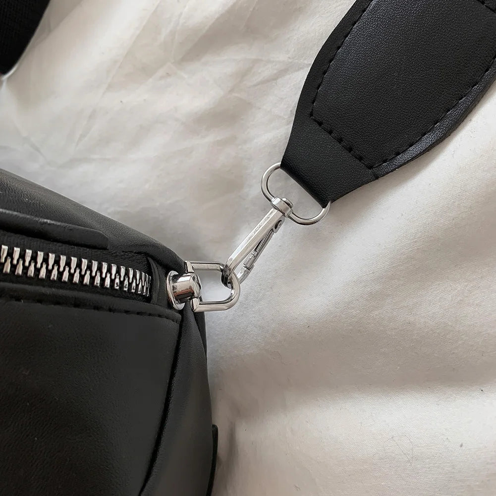 Vintage Leather Shoulder Bag for Women, Zipper Travel Handbag