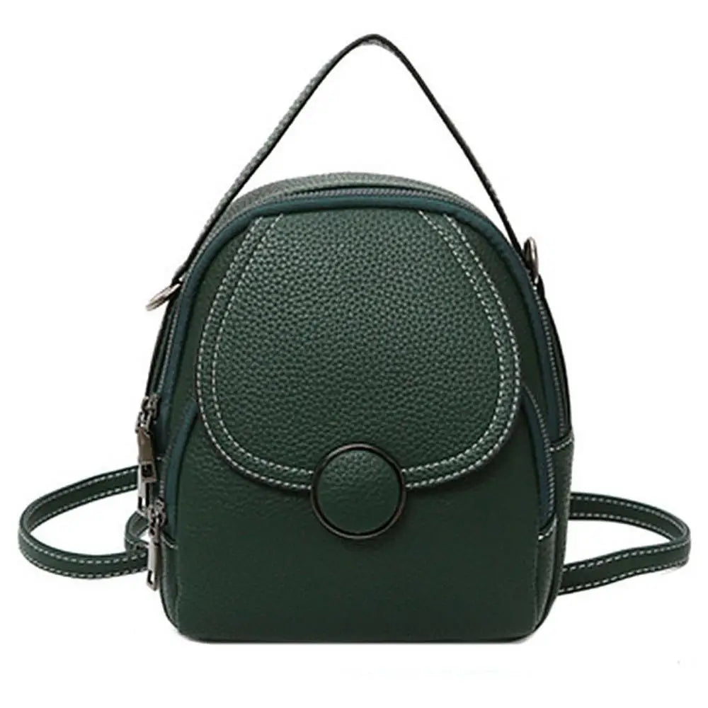 Solid Zipper Mini Backpack Soft Faux Leather Handbag Satchel Bag