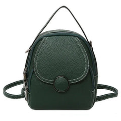 Solid Zipper Mini Backpack Soft Faux Leather Handbag Satchel Bag