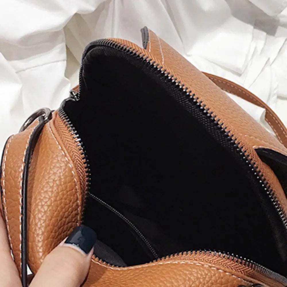 Women Solid Zipper Mini Backpack Soft Faux Leather Handbag Satchel Bag