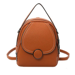 Women Solid Zipper Mini Backpack Soft Faux Leather Handbag Satchel Bag