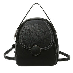 Women Solid Zipper Mini Backpack Soft Faux Leather Handbag Satchel Bag