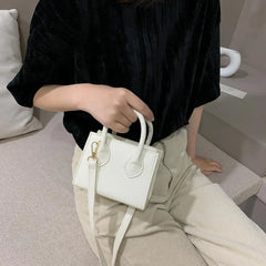 Solid Crossbody Handbag PU Female Top-Handle Bags