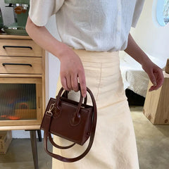 Solid Crossbody Handbag PU Female Top-Handle Bags