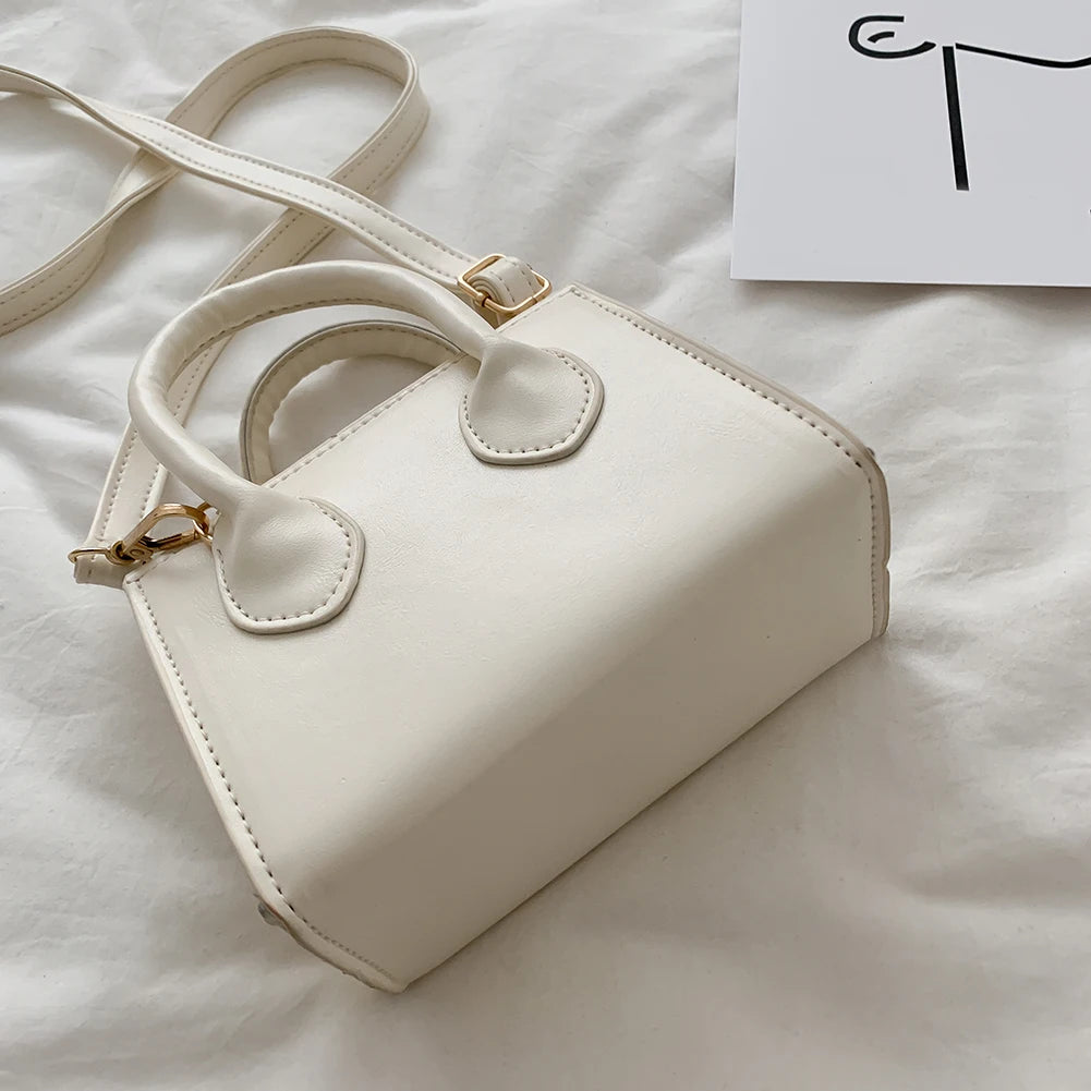 Solid Crossbody Handbag PU Female Top-Handle Bags