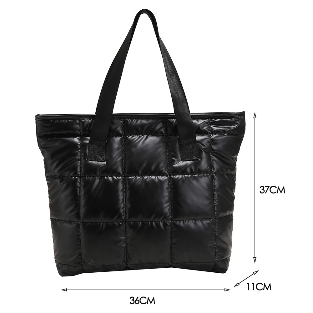 Women Space Padded Nylon Quilted Lattice Top-handle Bag