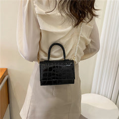Women Stone Pattern Crossbody Bags Beads Chain Shoulder Handbag