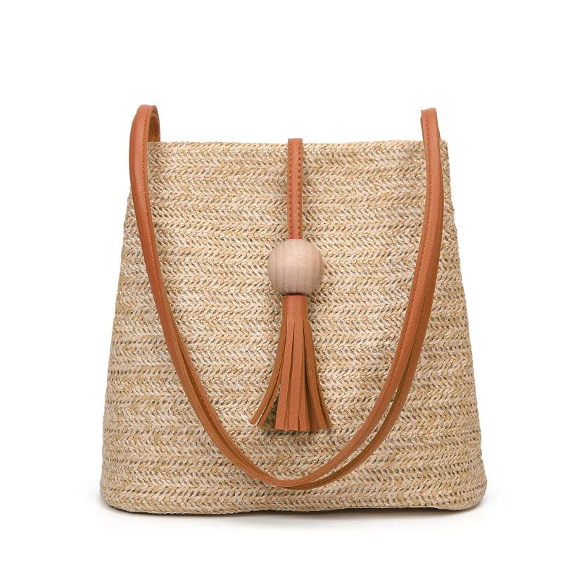 Bohemian Rattan Beach Handbag Summer Tassel Beach Bag