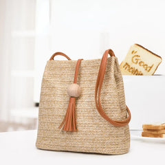 Bohemian Rattan Beach Handbag Summer Tassel Beach Bag