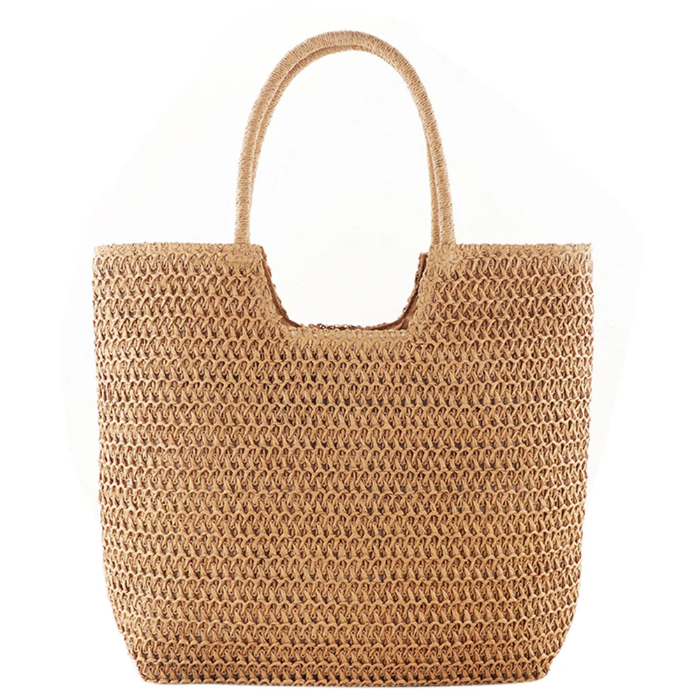 Women Straw Beach Shoulder Handbag Large Capacity Lady Vacation Bag