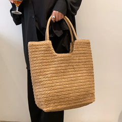Women Straw Beach Shoulder Handbag Large Capacity Lady Vacation Bag