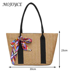 Straw Female Clutch Large Capacity Armpit Bag with Zipper for Lady