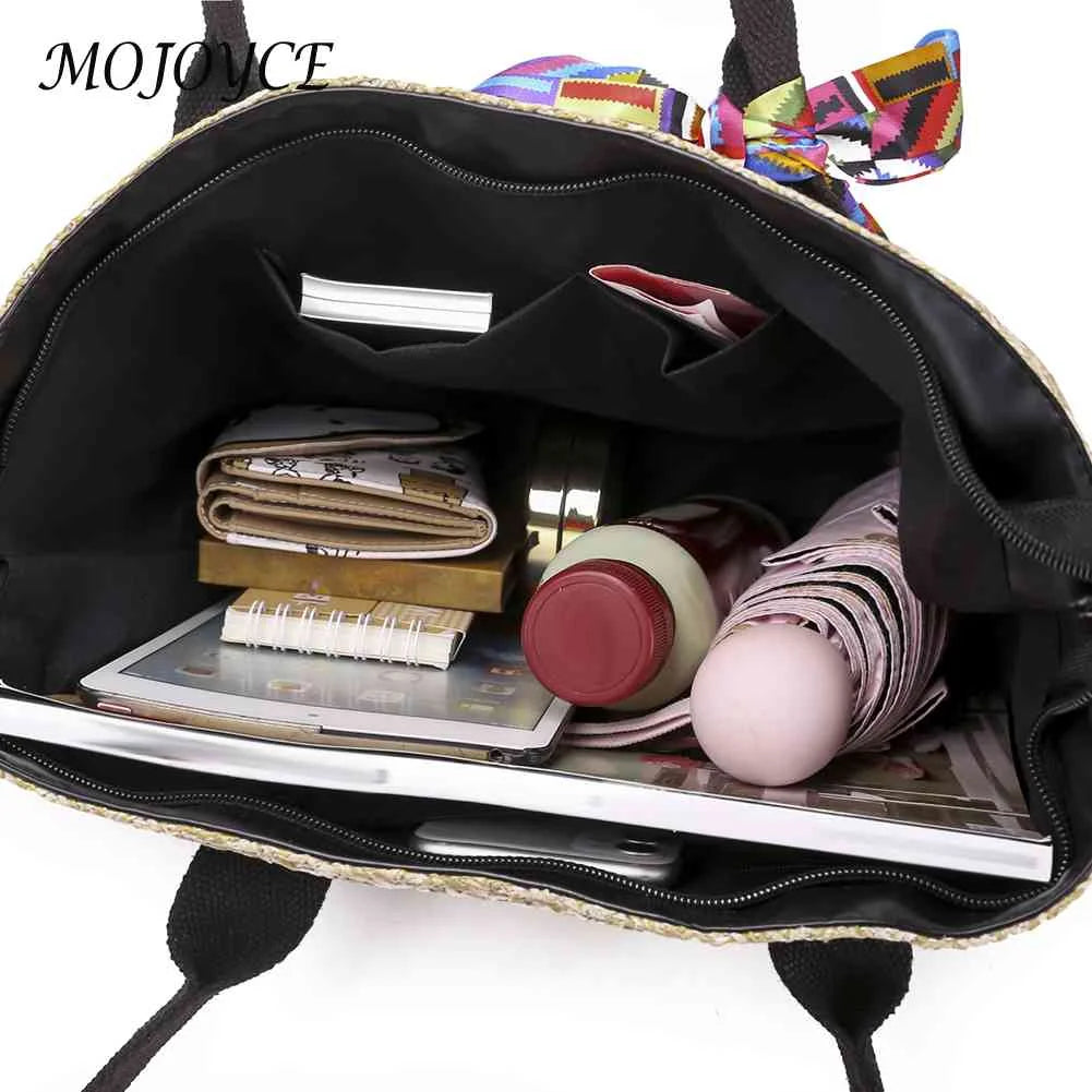 Straw Female Clutch Large Capacity Armpit Bag with Zipper for Lady