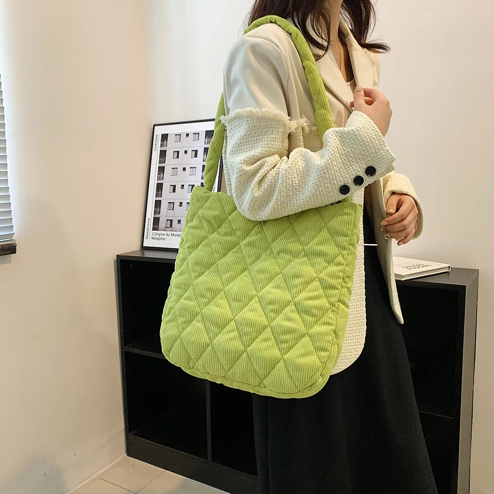 Striped Corduroy Crossbody Bag for College Girls