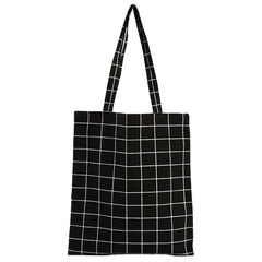 Women Canvas Plaid Shoulder Tote Bag Eco Shopping Large