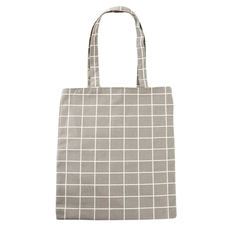 Women Canvas Plaid Shoulder Tote Bag Eco Shopping Large