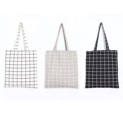Women Canvas Plaid Shoulder Tote Bag Eco Shopping Large