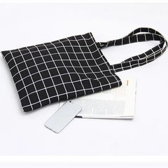 Women Canvas Plaid Shoulder Tote Bag Eco Shopping Large